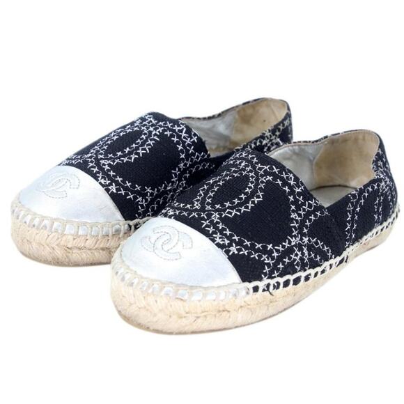 Chanel Espadrille 35 Stitch Canvas Cc Cap Toe Flats CC-S0207P-C033 - Picture 5 of 11